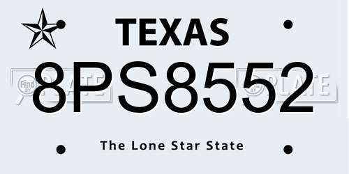 8PS8552 Texas License Plate