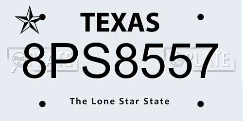 8PS8557 Texas License Plate