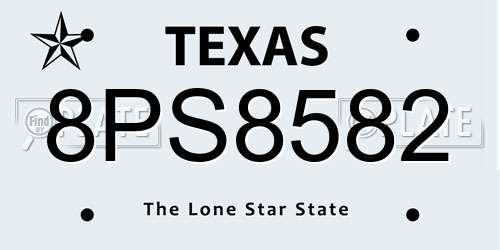 8PS8582 Texas License Plate