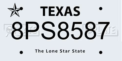 8PS8587 Texas License Plate
