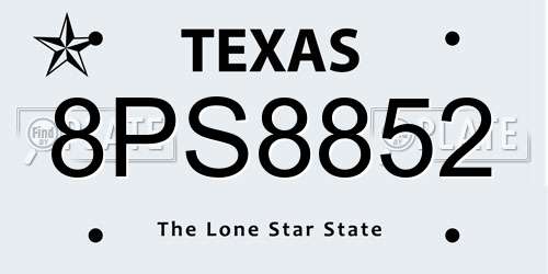 8PS8852 Texas License Plate