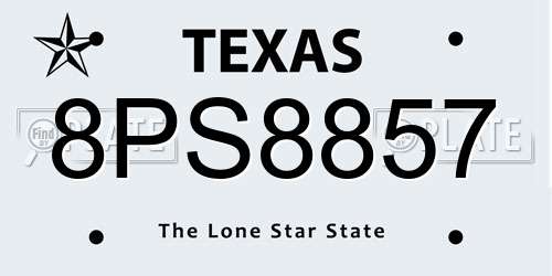 8PS8857 Texas License Plate