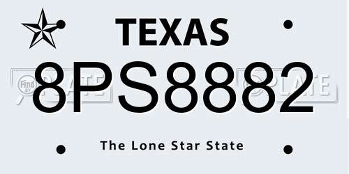 8PS8882 Texas License Plate