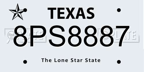 8PS8887 Texas License Plate