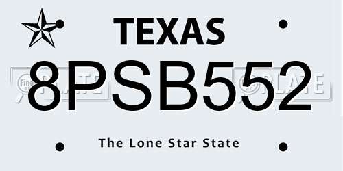 8PSB552 Texas License Plate