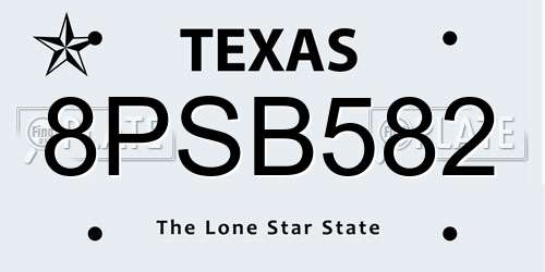 8PSB582 Texas License Plate
