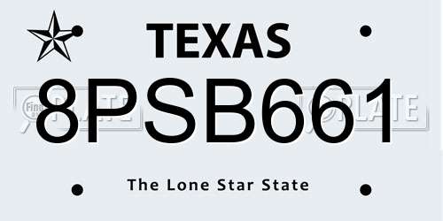8PSB661 Texas License Plate