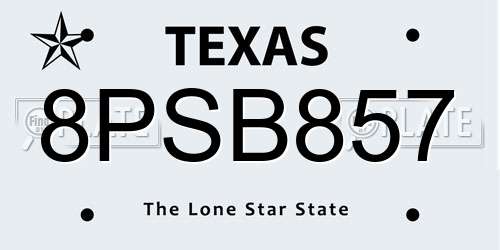8PSB857 Texas License Plate