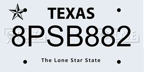 8PSB882 Texas License Plate