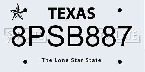 8PSB887 Texas License Plate