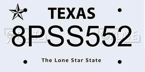 8PSS552 Texas License Plate