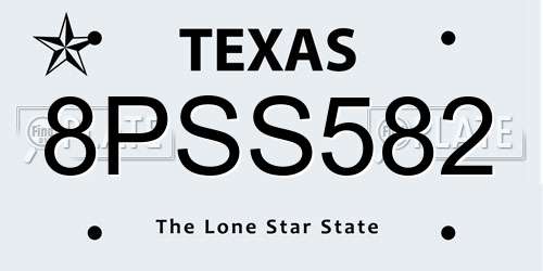 8PSS582 Texas License Plate