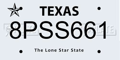 8PSS661 Texas License Plate