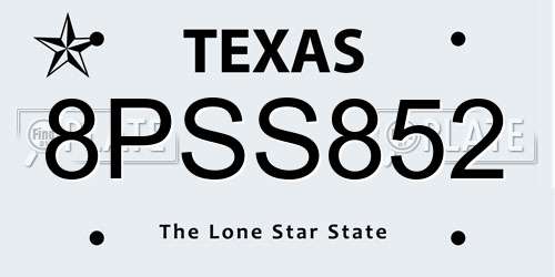 8PSS852 Texas License Plate