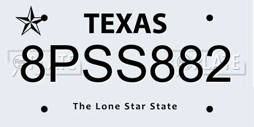 8PSS882 Texas License Plate