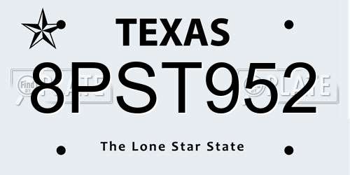 8PST952 Texas License Plate