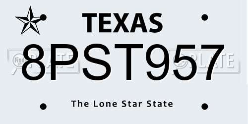 8PST957 Texas License Plate