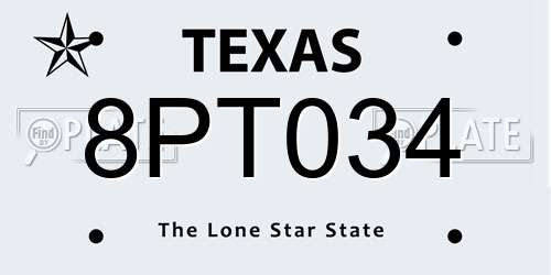 8PT034 Texas License Plate