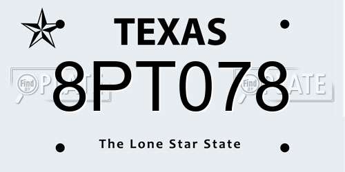8PT078 Texas License Plate