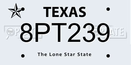 8PT239 Texas License Plate