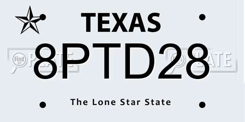 8PTD28 Texas License Plate
