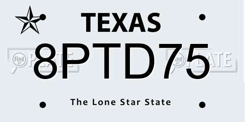 8PTD75 Texas License Plate
