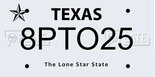 8PTO25 Texas License Plate