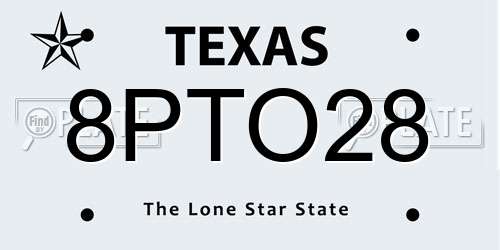 8PTO28 Texas License Plate
