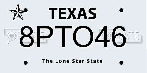 8PTO46 Texas License Plate