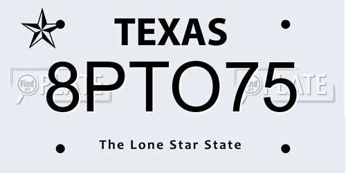 8PTO75 Texas License Plate