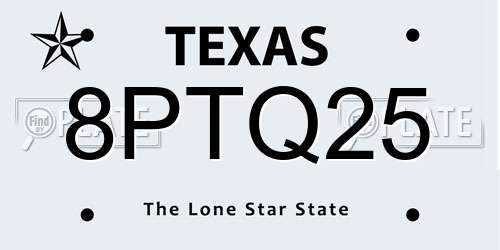 8PTQ25 Texas License Plate