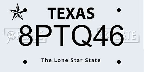 8PTQ46 Texas License Plate