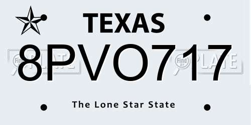 8PVO717 Texas License Plate
