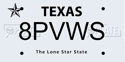 8PVWS Texas License Plate