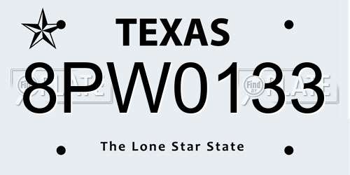 8PW0133 Texas License Plate
