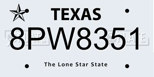 8PW8351 Texas License Plate