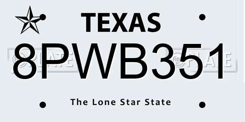 8PWB351 Texas License Plate