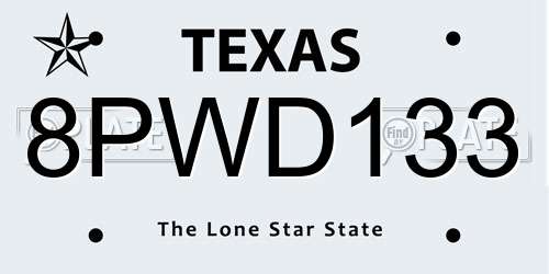 8PWD133 Texas License Plate
