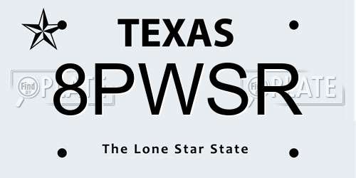 8PWSR Texas License Plate