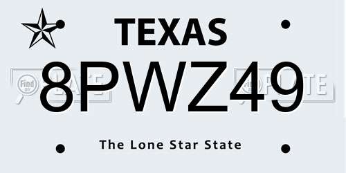 8PWZ49 Texas License Plate