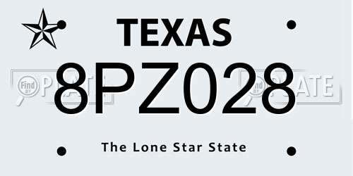 8PZ028 Texas License Plate