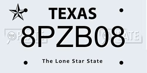 8PZB08 Texas License Plate