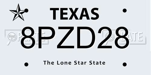 8PZD28 Texas License Plate
