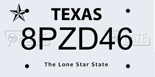8PZD46 Texas License Plate