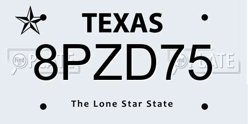8PZD75 Texas License Plate