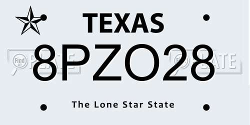 8PZO28 Texas License Plate