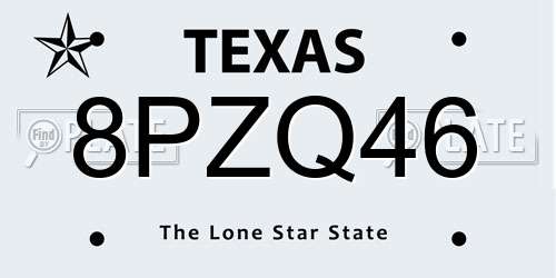 8PZQ46 Texas License Plate