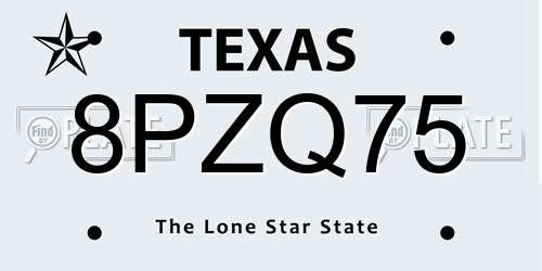 8PZQ75 Texas License Plate