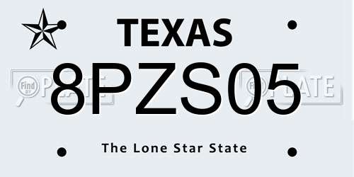 8PZS05 Texas License Plate