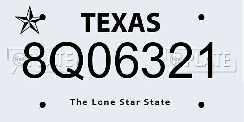 8Q06321 Texas License Plate